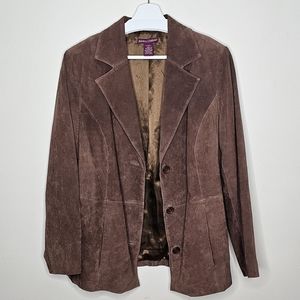 Jessica London brown suede leather jacket size 14